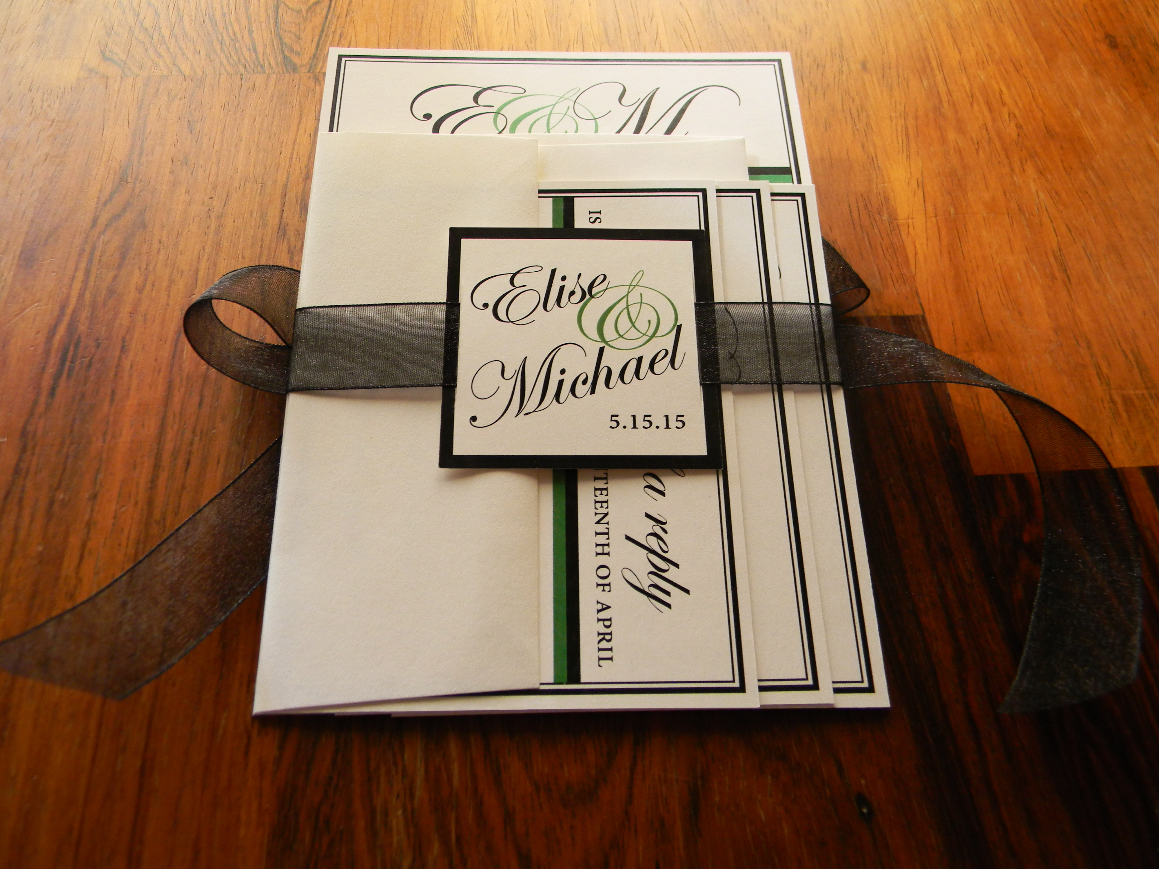Invitation suite all packaged up and ready to be mailed!